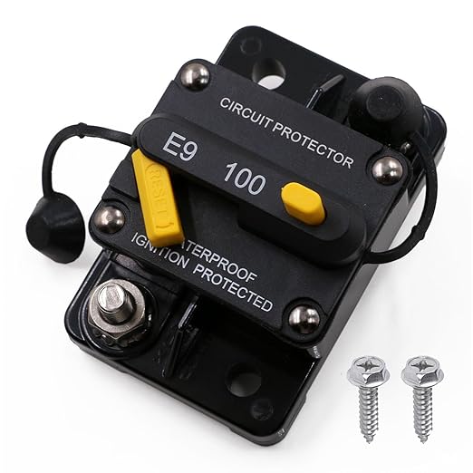 Overload Protection 100A Circuit Breaker Manual Reset 12V-72V for Car Automotive RV Solar Marine DC System, UL Certified, 100Amp Resettable Breaker for Boat Trolling Motors, IP67 Waterproof