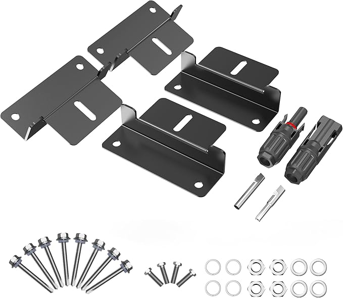 Solar Panel Mounting Z Brackets,Solar Panel Brackets, Solar Panel Mount, Aluminum Corrosion-Free Construction for RVs, Trailers, Boats, Yachts, Wall and Other Off Gird Roof Installation，Black