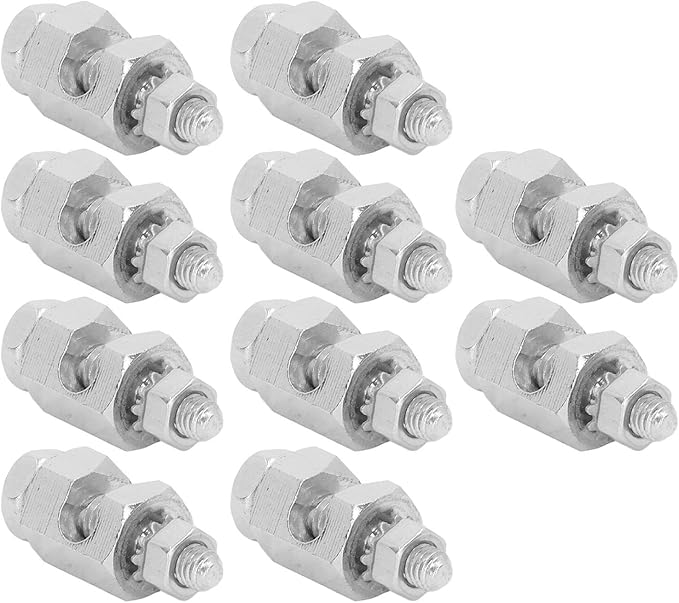 10Pcs External Hex Copper Grounding Clamps Solar Panel Ground Lug Terminal Bolts on Earthing Bonding Lightningly Protection Cable Clamp for PV Module Bezel Installation