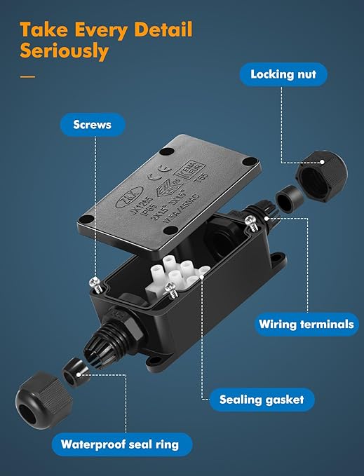Junction Box - 8 Pack IP65 Waterproof 2 Way PG9 Electrical Junction Box Electrical Boxes Project Enclosure Underground Cable Line Wires Power Cord Connector Protection