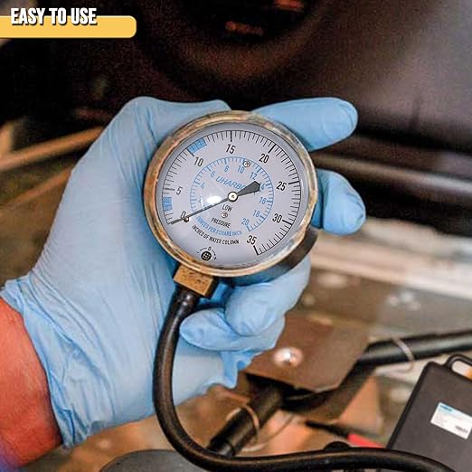 Manometer Gas Pressure Tester, Manometer LP Gas Pressure Tester Gauge 0-35" W.C, 1/8" NPT Fitting with Barbed Connection, 40" Hose