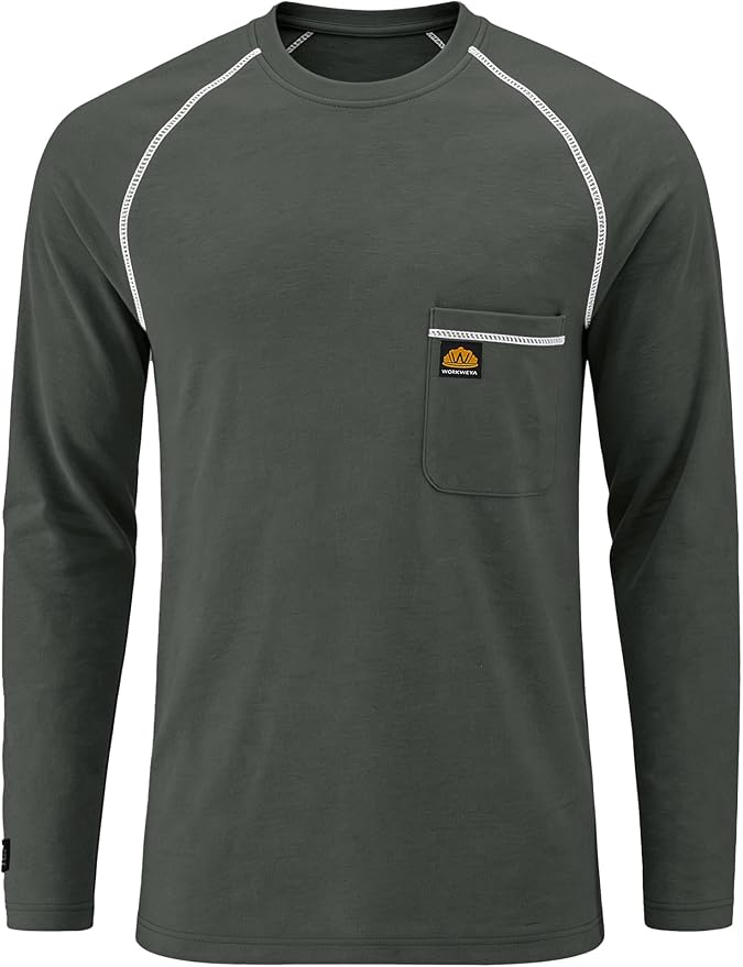 WORKWEYA FR Shirts Flame Resistant Shirt 6.5oz Men's NFPA 2112/CAT2 Long Sleeve Shirt
