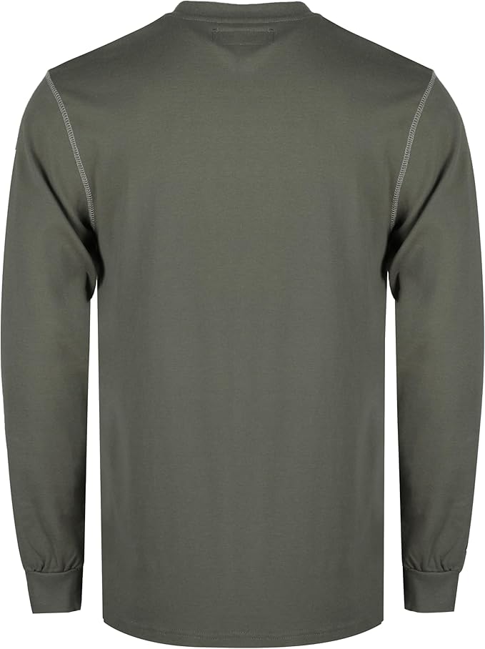 BOCOMAL FR Shirts for Men 5.5oz Lightweight Long Sleeve Work Henley Fire Resistant Shirt CAT2