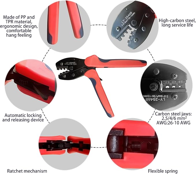 Solar Crimper Tool Kit, 1PCS Crimper for 2.5/4/6mm² Solar Cable, 2 Pcs Spanner Wrench, Solar Connectors, 10 Pairs Mc4 Connector for Solar Panel Cable Assembly and Installation