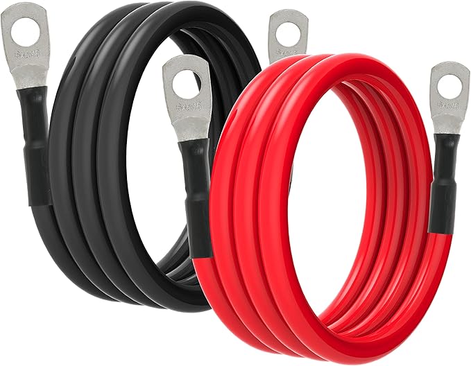 6 AWG Battery Cable 6AWG Gauge Battery Inverter Cables for Automotive Solar Marine Boat RV Car Motorcycle (6 AWG, 3FT, 5/16")