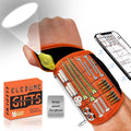 Magnetic Wristband with Flashlight & Magnet Pedal for Holding Screws, Magnetic Wristband Tool Belt for Holding Screws Nails Drill Bits, Cool Handy Gadget Gifts for Fathers, Husband Who Have Everything