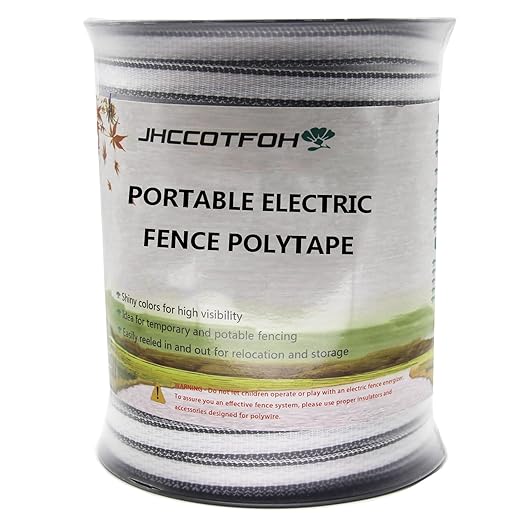 Electric Fence Polytape, 5 Strands of Electrical Conductors Poly Electric Fence Tape, 656 Feet Roll