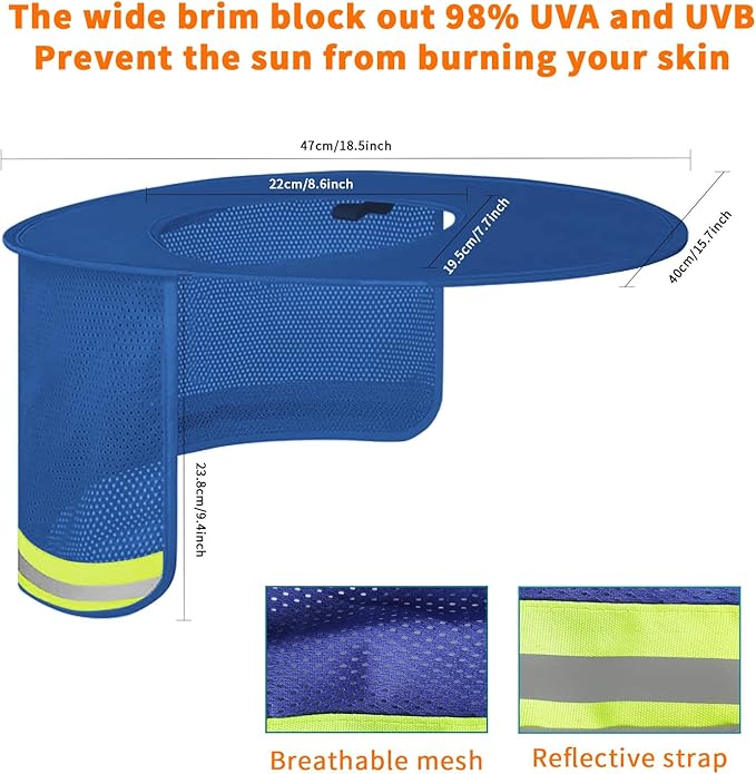 4 Pack Sun Shade Full Brim, Visor Mesh Neck Sun Shield with Reflective Strips Neck Sunshade Cover, Accessories (Blue)