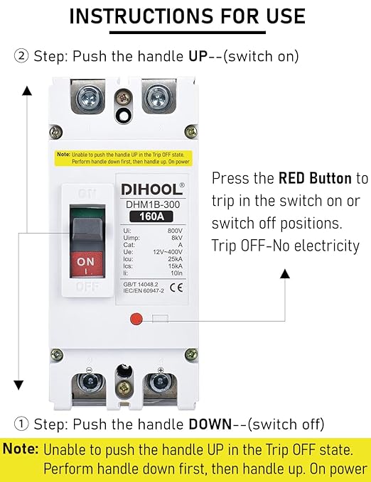 DIHOOL Main 160 Amp DC Circuit Breaker, 500V Battery Disconnect Switch, Master Switch for Car RV Marine Boat Power Station