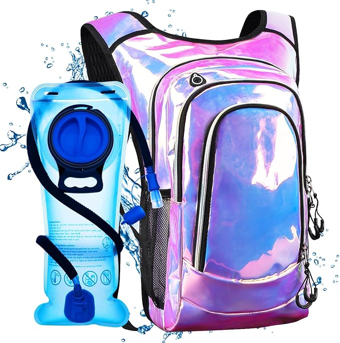 Hydration Pack, Hydration Backpack with 2L Hydration Bladder, Festival Essential Water Backpack, Lightweight Hydration Bag Hydropack Hydro for Running, Biking, Music Festival Gear, Rave