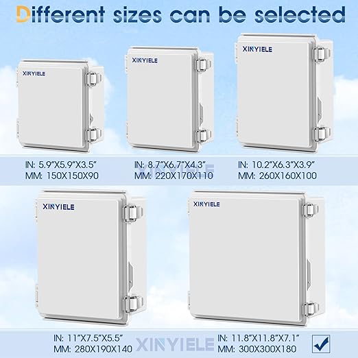 Waterproof Outdoor Project ABS Plastic Junction Box IP67 Weatherproof Dustproof Enclosure with Hinged Cover, Mounting Plate,Wall Brackets for Power Project (11.8"x11.8"x7.1")