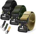 DOOPAI Tactical Belt for Men, 3Pack Military Nylon Web with Heavy Duty Quick Release Metal Buckle