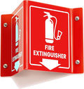 Fire Extinguisher Sign, 6 Inch Fire Extinguisher Two-Sided Acrylic Projecting V-Sign with Down Arrow, Including Screws