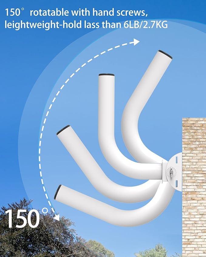 Universal Wireless Bridge Bracket, 150° Adjustable Lightweight J-Pole Mount for Wall or Pole, 12 in Outdoor Antenna Mast, 1.4 in OD, for Access Point CPE, AP, WiFi Extender, Weather Station (4-Pack)