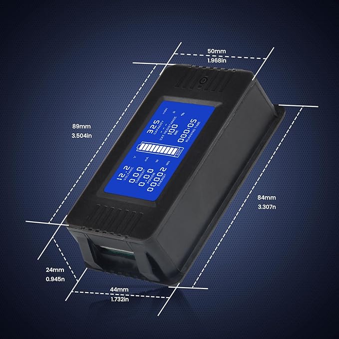 DC Multifunction Battery Monitor Meter with Shunt,0-200V,0-500A, LCD Display Digital Current Multimeter Voltmeter Ammeter for Cars RV Solar,Widely Applied to 12V/24V/48V RV/Car Battery…