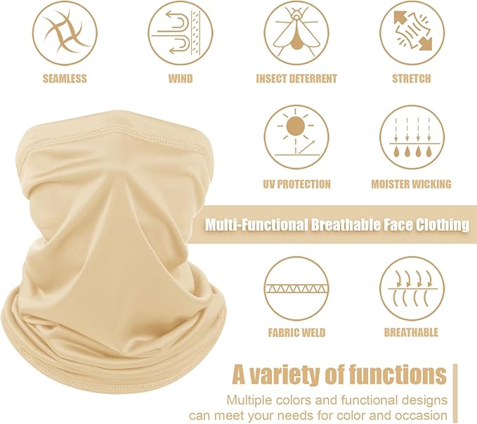 Geyoga 6 Pieces Summer UV Protection Cooling Neck Gaiter Face Clothing Neck Gaiter Mask Scarf Sunscreen Breathable Bandana