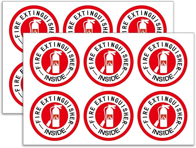 12 Pack Fire Extinguisher Inside Reflective Stickers, 3 Inch Reflective Safety Labels with Strong Adhesive, Easy to Apply Fire Extinguisher Sign Safety Stickers for Business and Home