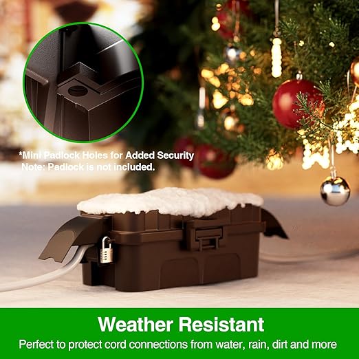Flemoon [2 Pack] IP55 Small Outdoor Electrical Box Waterproof (Inner 5.9 x 3.2 x 1.8inch), Extension Cord Cover with Detachable Awning Covers for Plug, Outlet, Holiday Lights, Brown