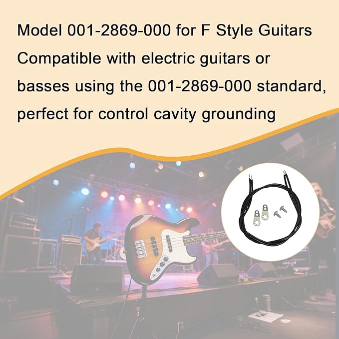 001-2869-000, 2 Sets Guitar Cavity Ground Lug with Screws and Ground Wires, Compatible with F Style Guitars, Shielding & Grounding Kit