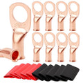 TKDMR 10pcs 8 AWG-1/2 Battery Lugs,Heavy Duty Wire Lugs,Ring Terminals,Battery Cable Ends,0 Guage terminals,Battery Terminal Connectors with 10pcs 3:1 Heat Shrink Tubing