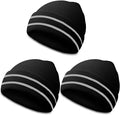 JenPen 3 Pcs Safety Beanie Reflective Hat Winter High Visibility Unisex Knit Beanie Hat Running Cap Headwear for Men Women