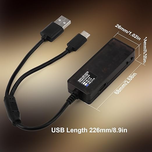 DROK USB Tester, USB-A USB-C 2.0 Multimeter Dual USB Ports PD QC 3.0 with Color LED Display Battery Charger Monitor, 7 Modes Capacity Voltage Current Power for Laptop Power Bank Solar Panel