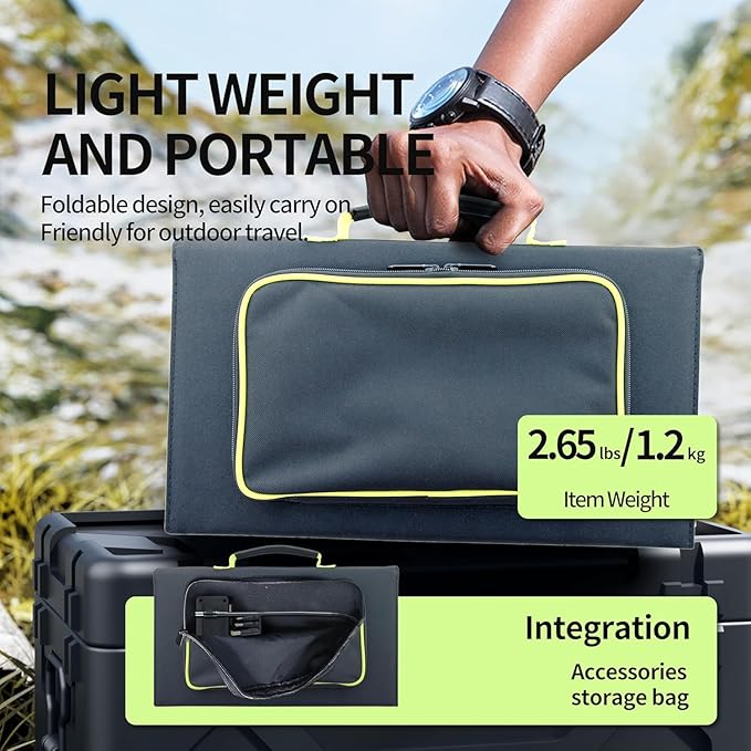 Greenmagic 40 Watt Portable Solar Panel with USB-A USB-C DC Output Foldable Solar Panel Charger Waterproof Fast Charging for Power Battery Power Station Smart Watches Phones Tablets Laptops etc