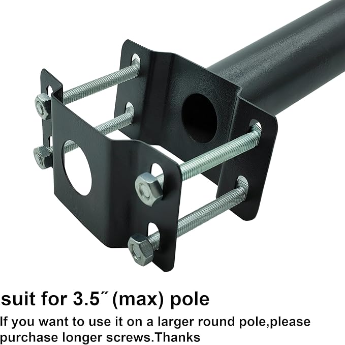 Light Pole Mount,20 Inch Length Solar Pole Mounting Bracket Extension Kit Wall Flag Black Metal Pipes Barn Light Fixture Antenna Adapter Outdoor Arm for LED Street Light (20 inches Black)