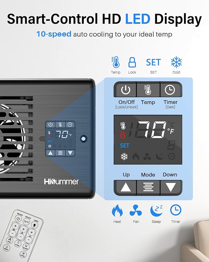 Hisummer Register Booster Fan for 4" x 10" Floor Register, Quiet 10-Speed Vent Fan Booster with Temp Sensor, 150 CFM Airflow, Improves Heating & Cooling, Remote Control, Only Fits 4x10 Duct Openings