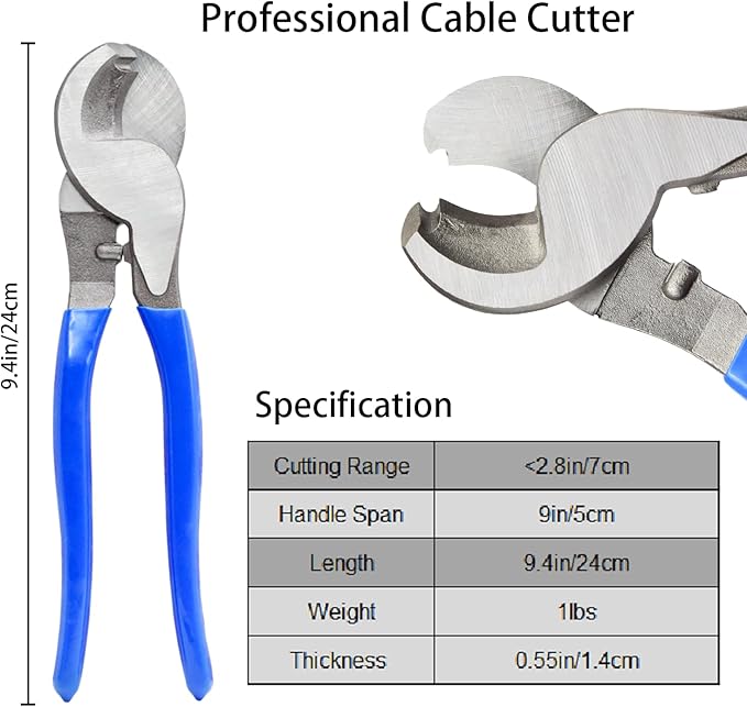 Cable Lug Crimping Tool with 200Pcs Copper Wire Lugs, Battery Cable Lug Crimping Tool Kit for AWG 10-1/0, with Cable Cutter, 220Pcs Heat Shrink Tubing,Battery Terminal Crimper Tool