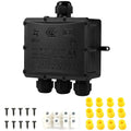 IP68 Waterproof Junction Box Outdoor,4-Way Electrical Splice Box Outdoor with 4 Cable M25 Gland Wire Connector Extension Electrical Cable Protector for Diameter Cable Ø4-14mm Black
