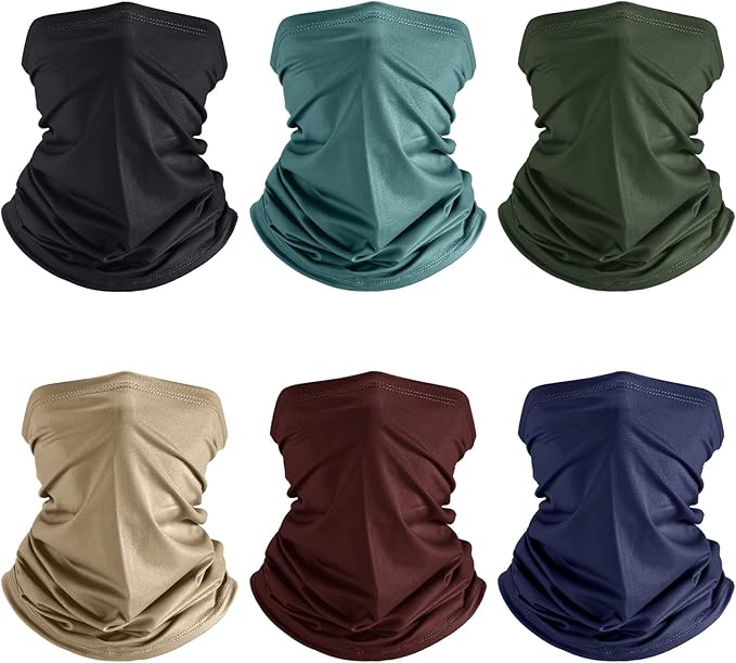 Geyoga 6 Pieces Summer UV Protection Cooling Neck Gaiter Face Clothing Neck Gaiter Mask Scarf Sunscreen Breathable Bandana