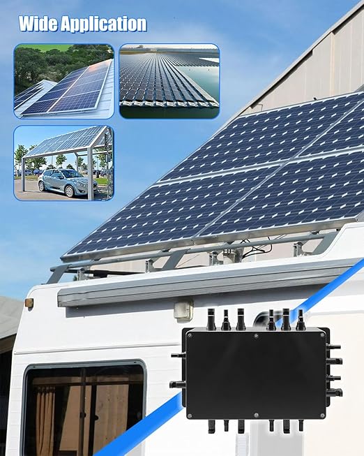 GMURA 8 String Solar PV Combiner Box, IP68 Waterproof Circuit Breaker Box with 30A Fuse & Install Screws & Wrench for RV Roof On/Off Grid Solar Panel System, 8 in 1 Out