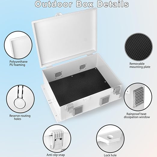 Outdoor Electrical Junction Box, Ventilation and Heat Dissipation ABS Plastic Project Enclosure with Internal Mounting Panel 18.1"x 12.6"x 6.3"