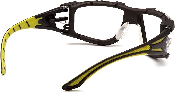 Pyramex Endeavor Plus Safety Glass Black/Gray Frame With Foam Padding Clear H2MAX Anti-fog Lens