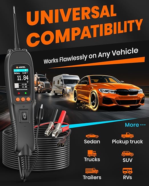 ANCEL PB500 Automotive Power Circuit Probe Tester Kit, 12/24V Car Electrical Short/Open Breaker Finder, AC/DC Diode Resistance Frequency Injector Relay Tester, Duty Cycle,Digital Multimeter/Ohmmeters