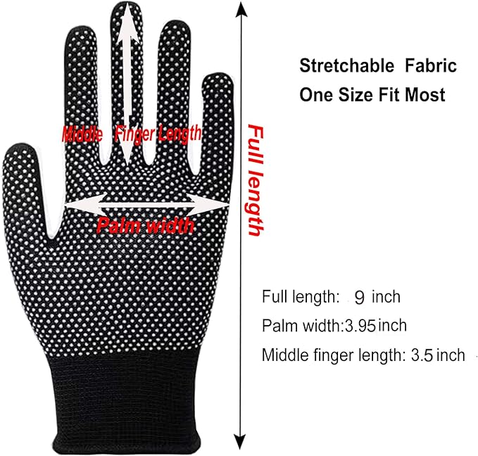 12Pairs Work Gloves Anti-slip Knitted Stretchy Cloth Glove Thin Moist Glove Liners