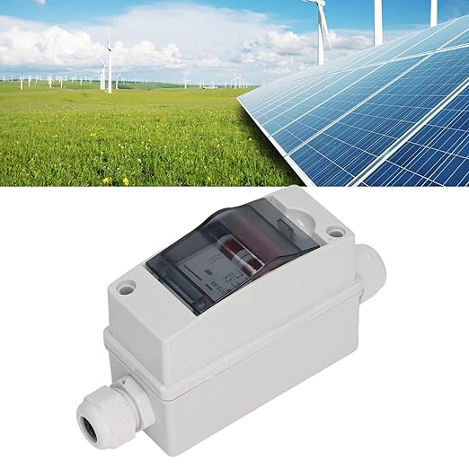 Solar Disconnect Switch, 16A/20A/32A/40A/63A 500V PV DC Isolator, IP65 Miniature Circuit Breaker with Transparent Cover for Solar Panel, RV, Off Grid Solar Power System (16A)