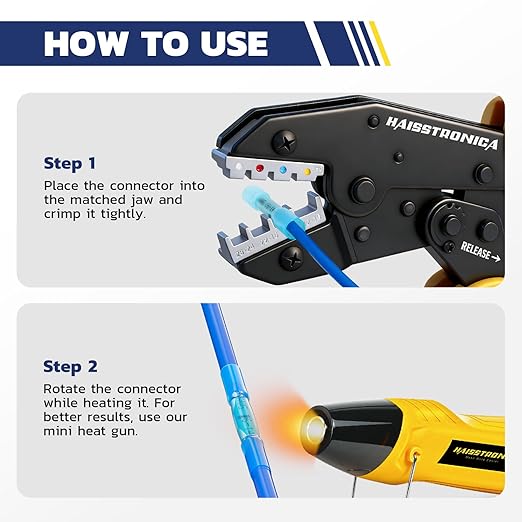 haisstronica 340PCS Heat Shrink Wire Connectors Set, 26-10AWG Marine Grade Heat Shrink Butt Connectors with 9" Crimping Tool and Organizer (4Colors/4Sizes)