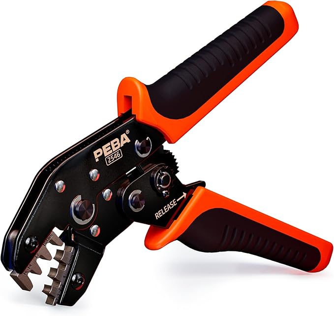 PEBA Solar Crimping Tool for 16-10AWG Solar Panel PV Cable, Solar connector crimping tools/Solar PV Tool, Solar Crimper for installing Solar Connectors easily and accurately, Orange+black