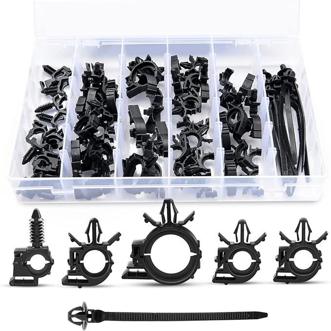 Nilight 60Pcs Automotive Wire Loom Routing Clip Wiring Harness Assortment Kit 6 Different Sizes Universal Replacement Parts with Car Cable Ties for Honda GM Mazda 2 Years Warranty