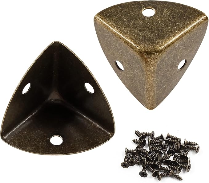 12pcs Antique Metal Box Corner Protectors, Shelf Edge Protector Decorative, Corner Guards Reliable Hardware with Mounting Screws(Bronze)