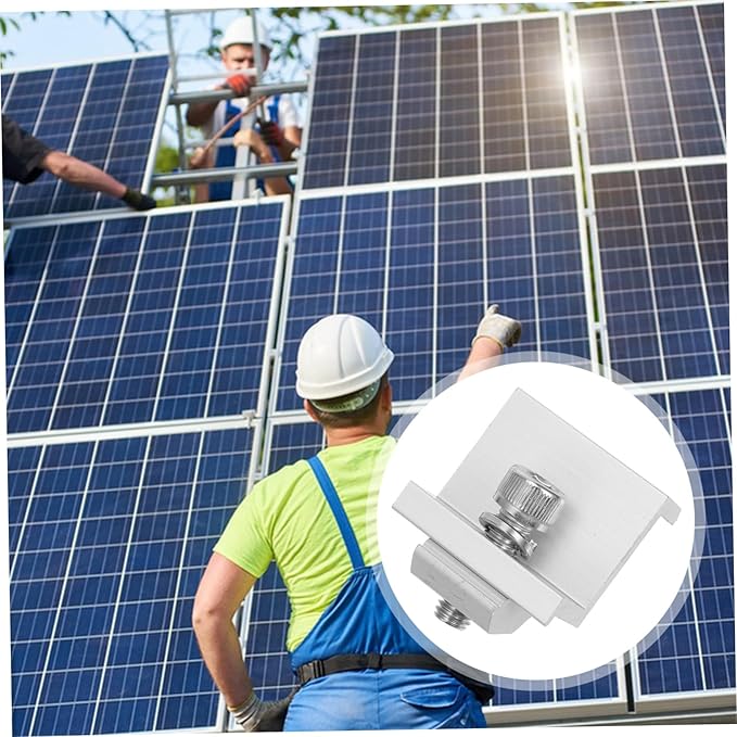 12pcs Solar Panel Rack Clips Aluminum Alloy Solar Panel Bracket Clips for Easy Installation and Reliable Support Harsh Weather Conditions