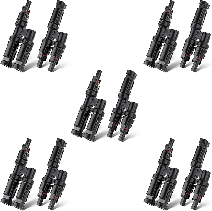 Solar Panel Connector 2 to 1 2 Way Solar Panel Splitter 1000V FMM+MFF Y Branch Solar Panel Parallel Connectors for Parallel Connection Between Solar Panels (5 Pair 2 to 1)