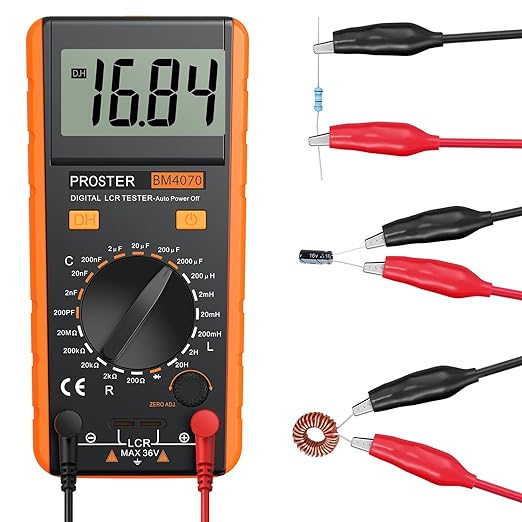 Proster LCR Meter - Capacitance Resistance Inductance Digital LCR Multimeter with LCD Over-Range Display
