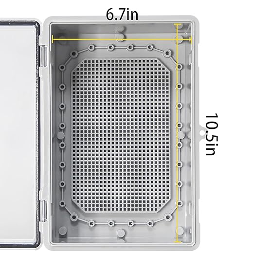 Outdoor Waterproof Junction Box ABS Plastic Electrical Enclosure Hinged Cover Electric Box Weatherproof Housing, Suitable for Solar/Surveillance/Landscaping Projects Clear 11.4"x7.4"x5.5"