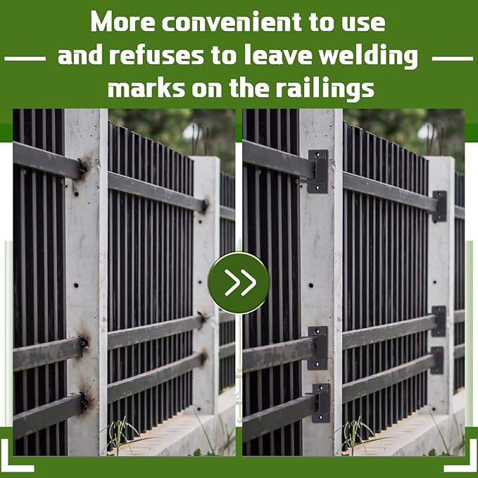 Zonon 40 Pcs 1" x 1" Black Aluminum Fence Brackets Standard Wall Mount for Rails Double Flange Metal Square Residential Black Flat Fence Brackets for Fencing Railing Mounting