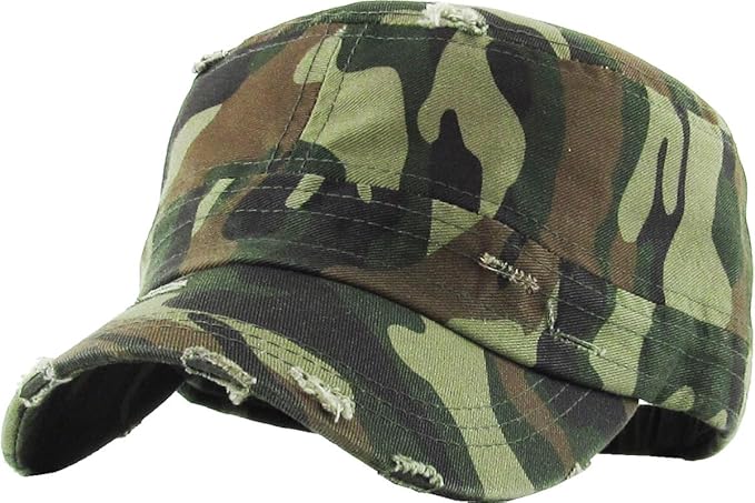 Funky Junque Distressed Military Hat – Newsboy Hats for Women, Short Brim Army Baseball Cap, Womens Cadet Hat Trendy Style