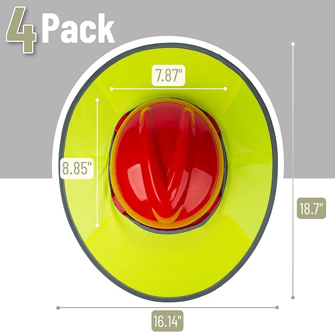 UNCO- Hard Hat Sun Shield, 4 Pack, Yellow, Full & Standard Brim Mesh Sunshade High Visibility Reflective, Hard Hat Accessories