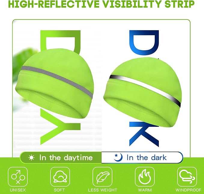 3 Pieces Safety Beanie High Visibility Reflective Beanie Hat Unisex Winter Security Beanies for Outdoor Night Works, Sports